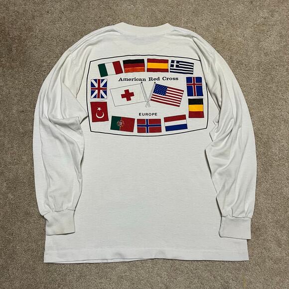 Vintage American Red Cross EUROPE Long Sleeve Graphic Shirt Large - Picture 2 of 7